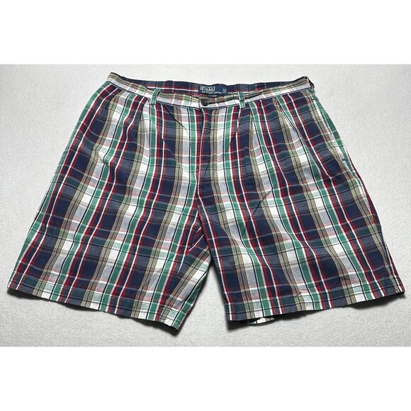 POLO Ralph Lauren Tyler SHORTS Golf Men's Size 36 Plaid Flat Front Chino - Picture 1 of 11